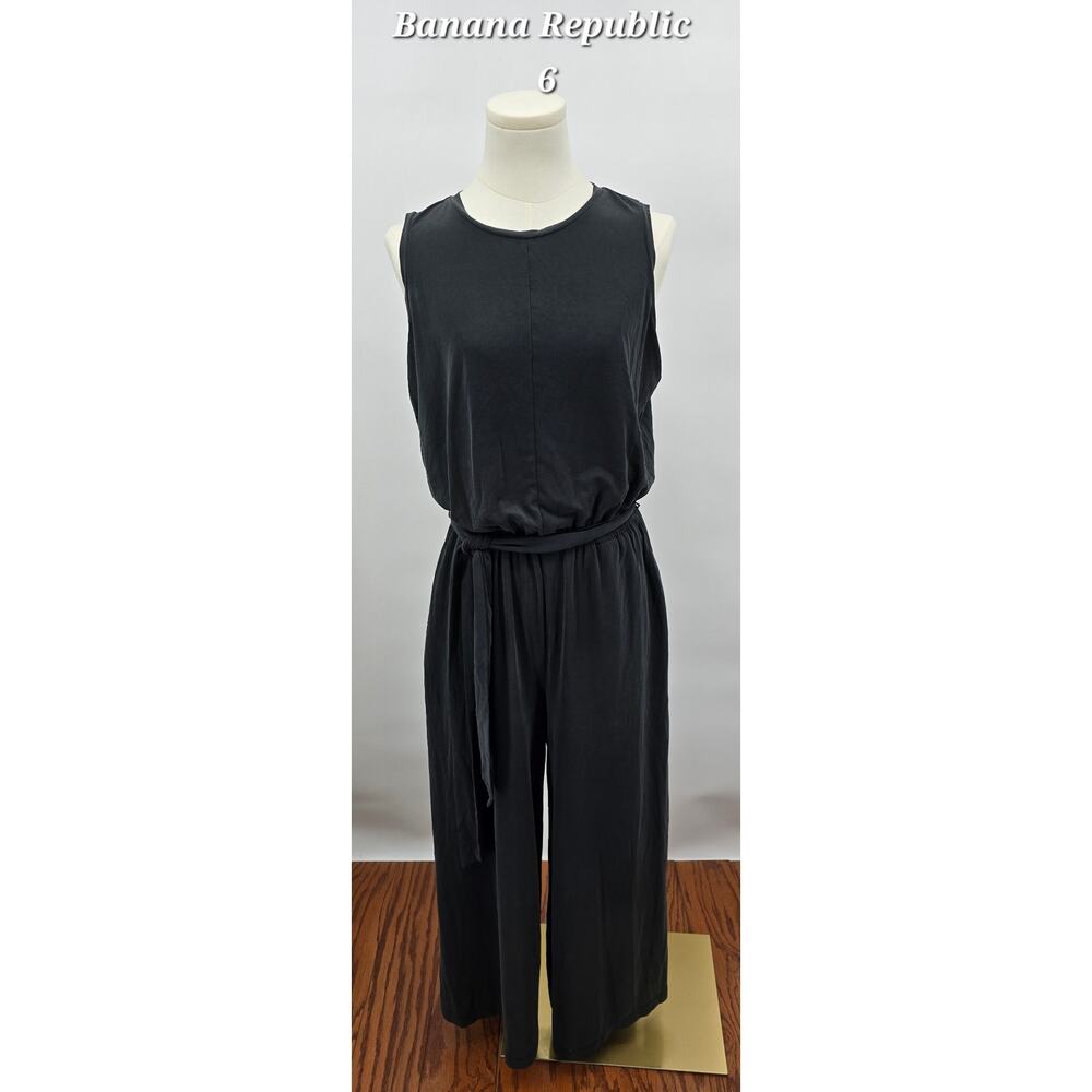 Banana Republic Black Sandwashed Wide-Leg Jumpsuit Minimalist Casualโ
